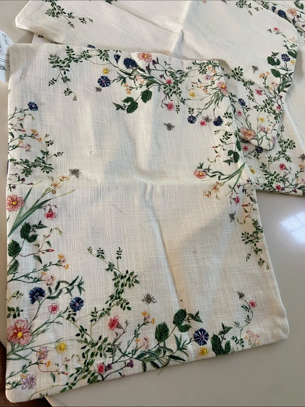 Pottery Barn Cream Floral Embroidered pillow covers - Set of 4